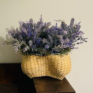 Faux Lavender Floral Basket Arrangement